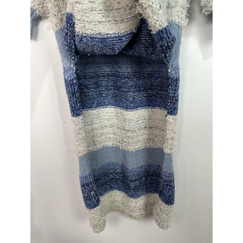 Free People Sweater Dress M Making Waves Blue Striped Eyelash-knit‎ Granola Girl